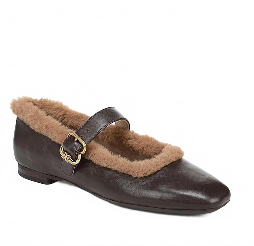 NEW SAM EDELMAN women's michaela faux fur mary janes in cafe